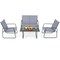 Grey Black Patio Sofa Set 4-Piece Loveseat 2 Chairs Coffee Table Steel Frame